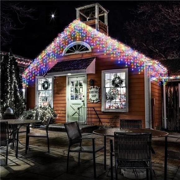 304 LED Solar Christmas Lights, Multicolored Icicle Lights,...